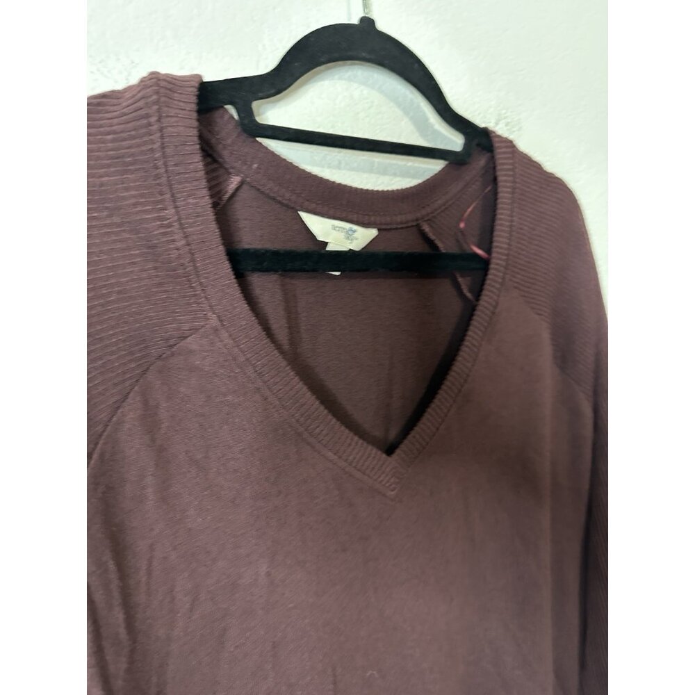 Terra & Sky Women’s Plum Purple V Neck Long Sleeve Hacci Top Shirt Size 2XL - Picture 2 of 10